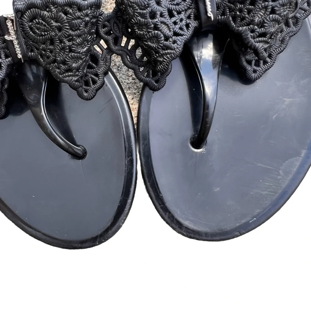 Salvatore Ferragamo Pandy Black Bow Jelly Sandals